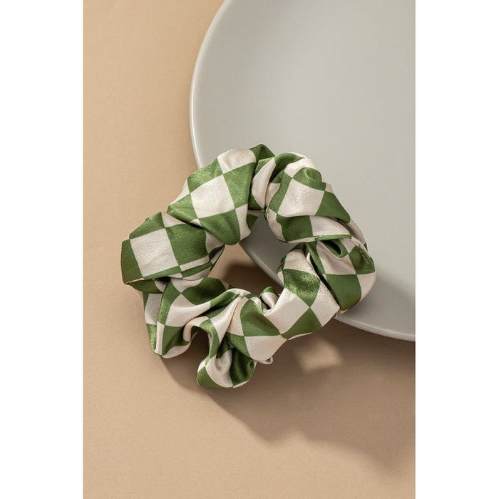 Check Pattern Soft Satin Hair Scrunchies