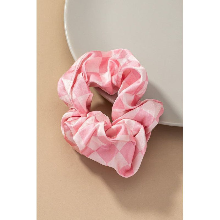 Check Pattern Soft Satin Hair Scrunchies