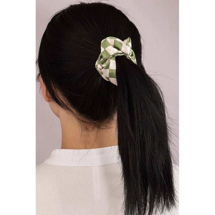 Check Pattern Soft Satin Hair Scrunchies