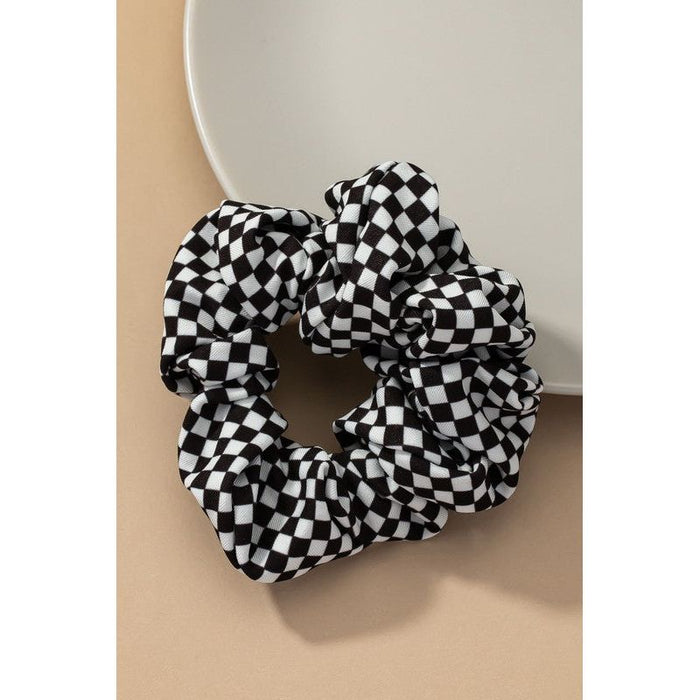 Check Pattern Soft Satin Hair Scrunchies