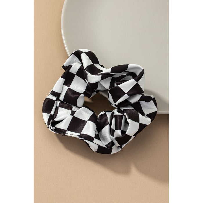 Check Pattern Soft Satin Hair Scrunchies