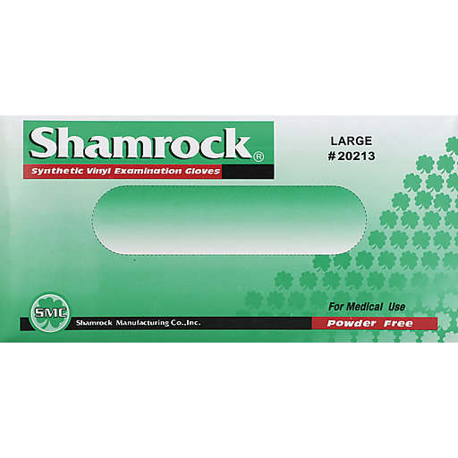 Shamrock Shamrock 20213 Powder Free Clear Vinyl Large Examination Gloves Personal Care