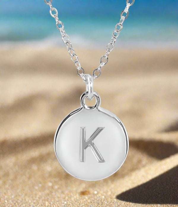 Adjustable Silver-tone Initial Monogram Necklace with Genuine Crystal in Gift Box