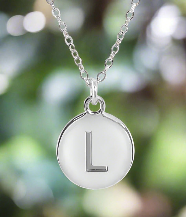 Adjustable Silver-tone Initial Monogram Necklace with Genuine Crystal in Gift Box