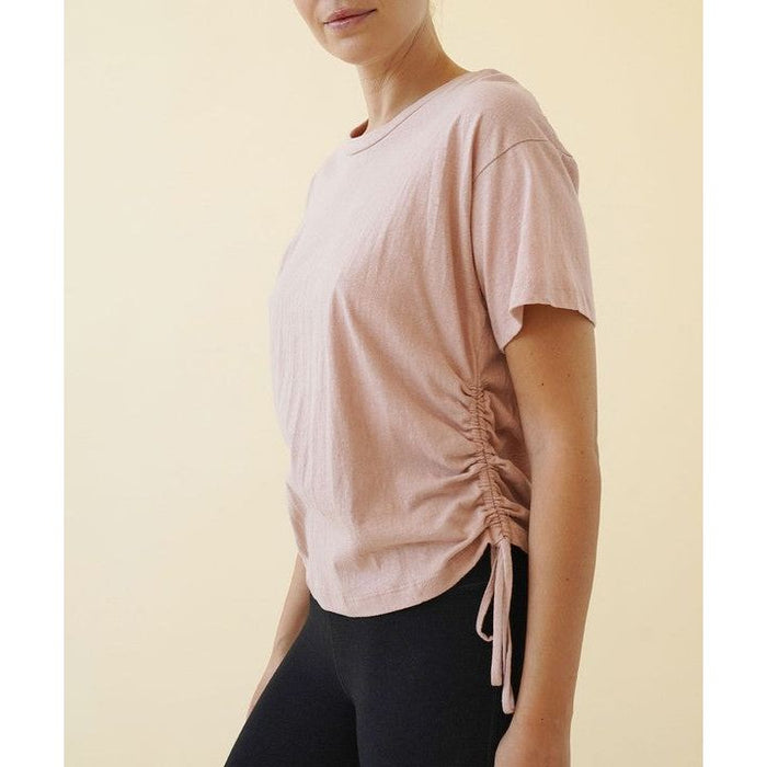 ADJUSTABLE SIDE SHIRRING CROP RECYLCED COTTON