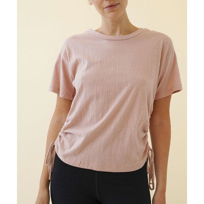 ADJUSTABLE SIDE SHIRRING CROP RECYLCED COTTON