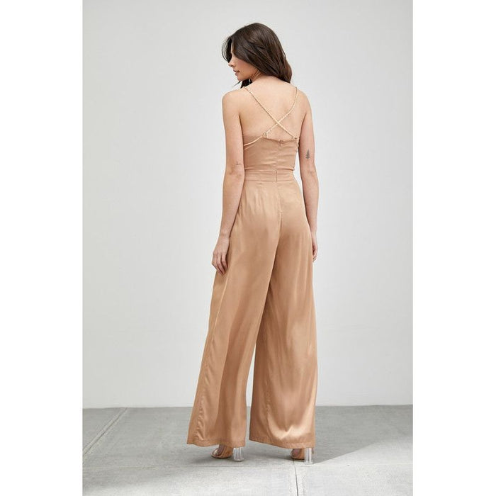 Cowl Neck Trim Detail Jumpsuit