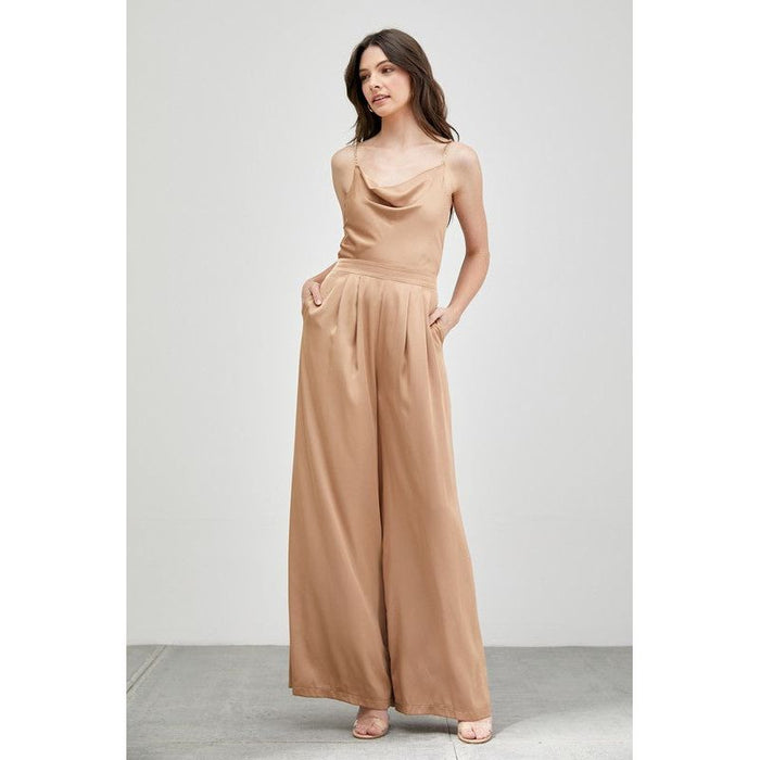 Cowl Neck Trim Detail Jumpsuit