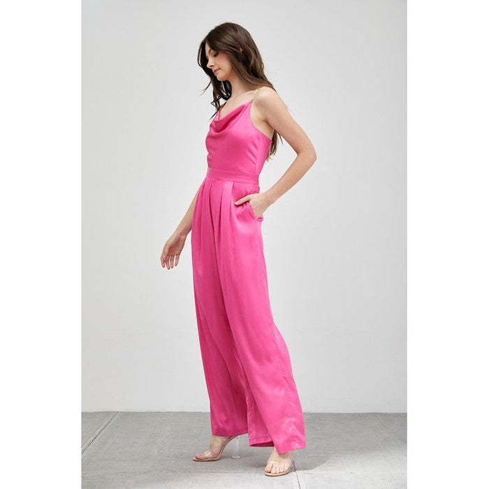 Cowl Neck Trim Detail Jumpsuit