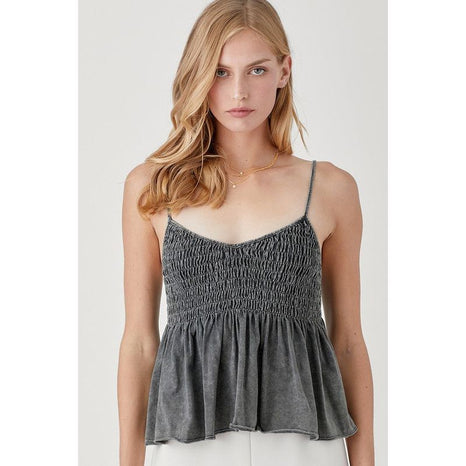 Smocked Flare Bottom Knit Cami Top