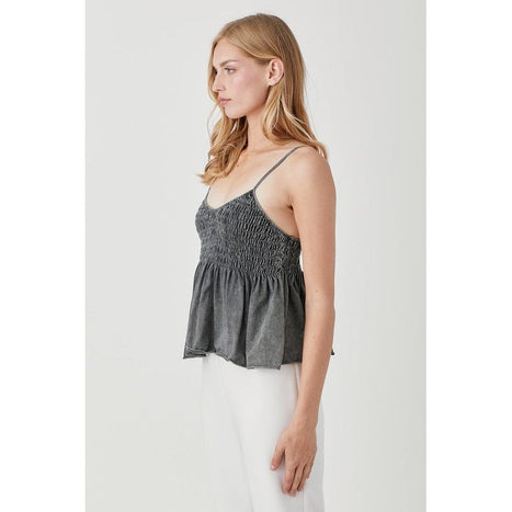 Smocked Flare Bottom Knit Cami Top