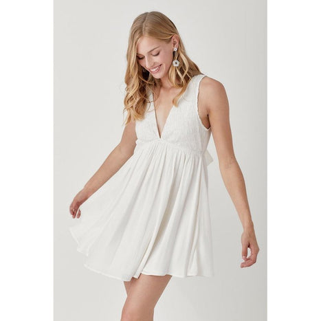 V Neck Smock Sleeveless Dress