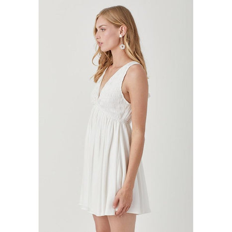 V Neck Smock Sleeveless Dress