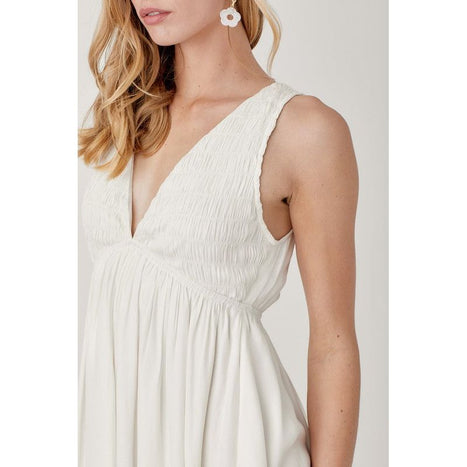 V Neck Smock Sleeveless Dress