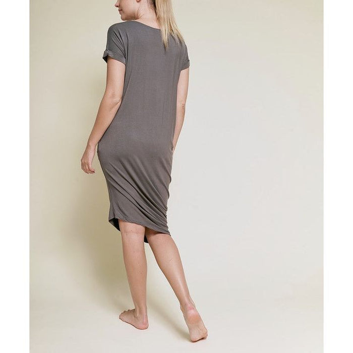 Bamboo Asymmetric Dolman Dress With Pockets