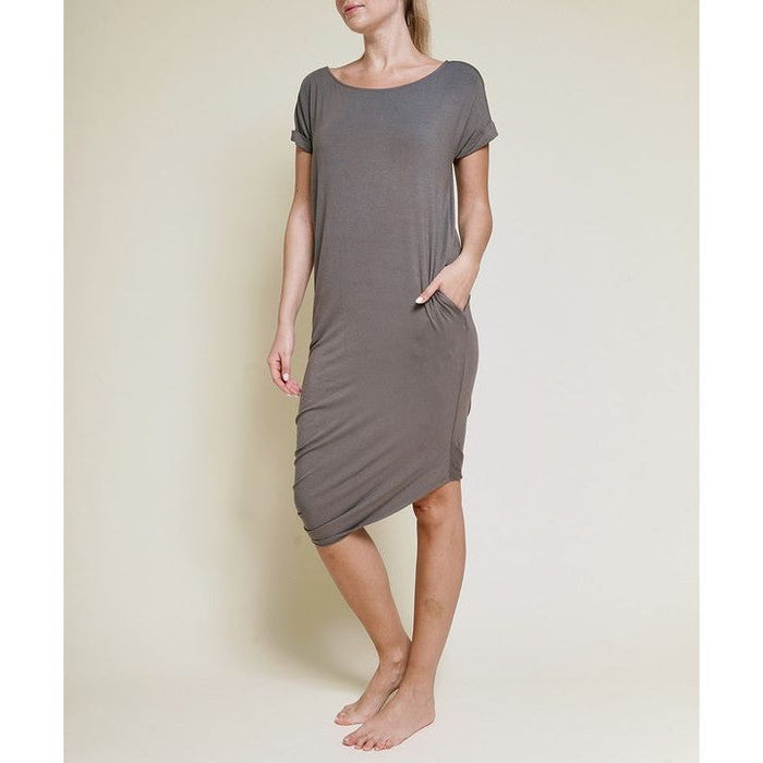 Bamboo Asymmetric Dolman Dress With Pockets