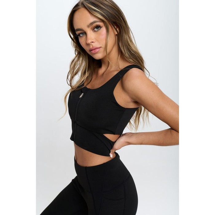 Zip Up Crop Sports Tank Top Set