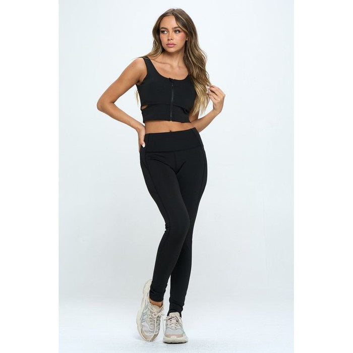 Zip Up Crop Sports Tank Top Set