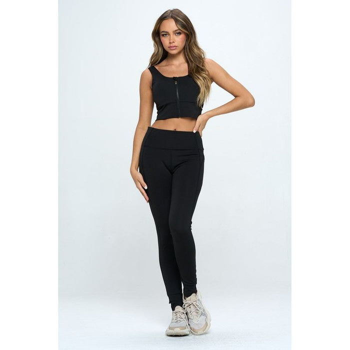 Zip Up Crop Sports Tank Top Set