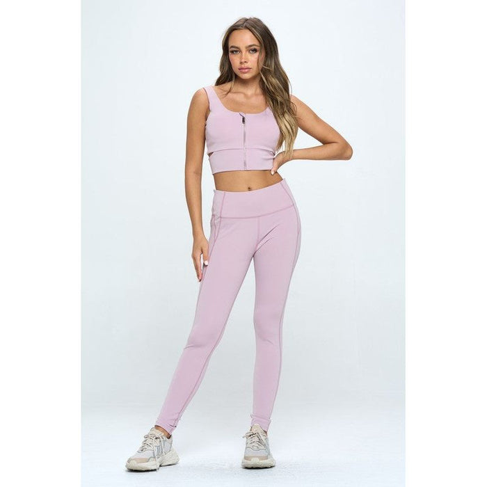 Zip Up Crop Sports Tank Top Set