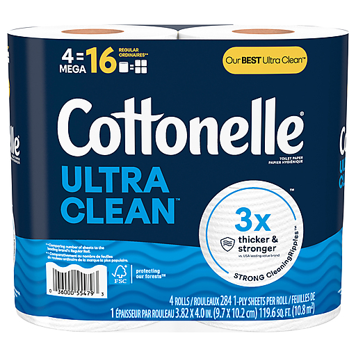 Cottonelle Cottonelle Ultra Clean Toilet Paper, 4 Mega Rolls Toilet Paper