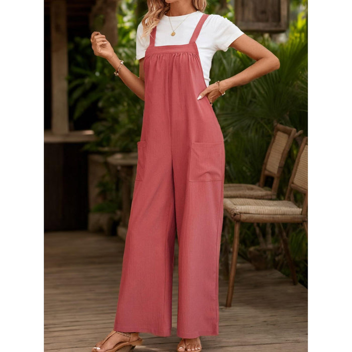 Square Neck Wide Strap Overalls