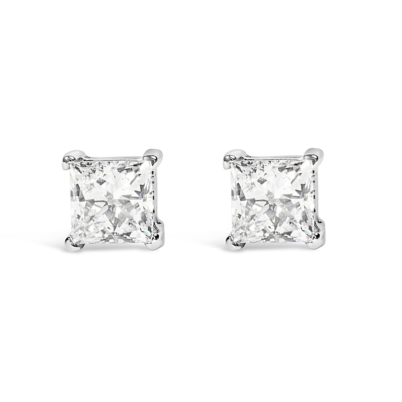 Bids.com 14K White Gold 3/8 Cttw Lab Grown Princess-Cut Diamond 4-Prong Solitaire Stud Earrings (VS1-VS2 Clarity, F-G Color) Earrings