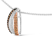 Bids.com Tri Tone Sterling Silver 1/2 Cttw White and Brown Diamond Pendant Necklace Necklaces
