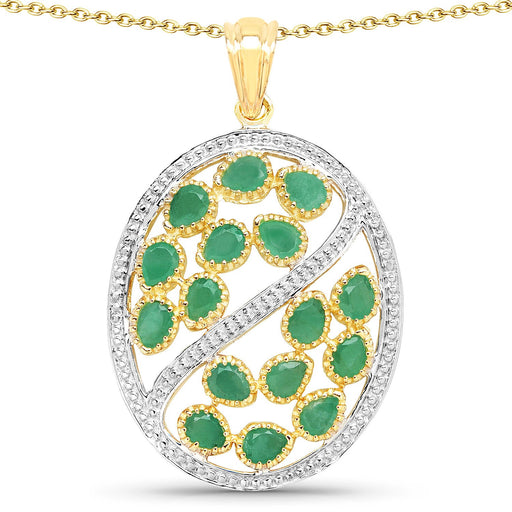 Bids.com 2.24 Carat Genuine Emerald .925 Sterling Silver Pendant Pendants