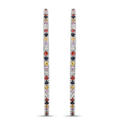 Bids.com 2.24 Carat Genuine Multi Sapphire .925 Sterling Silver Earrings Earrings
