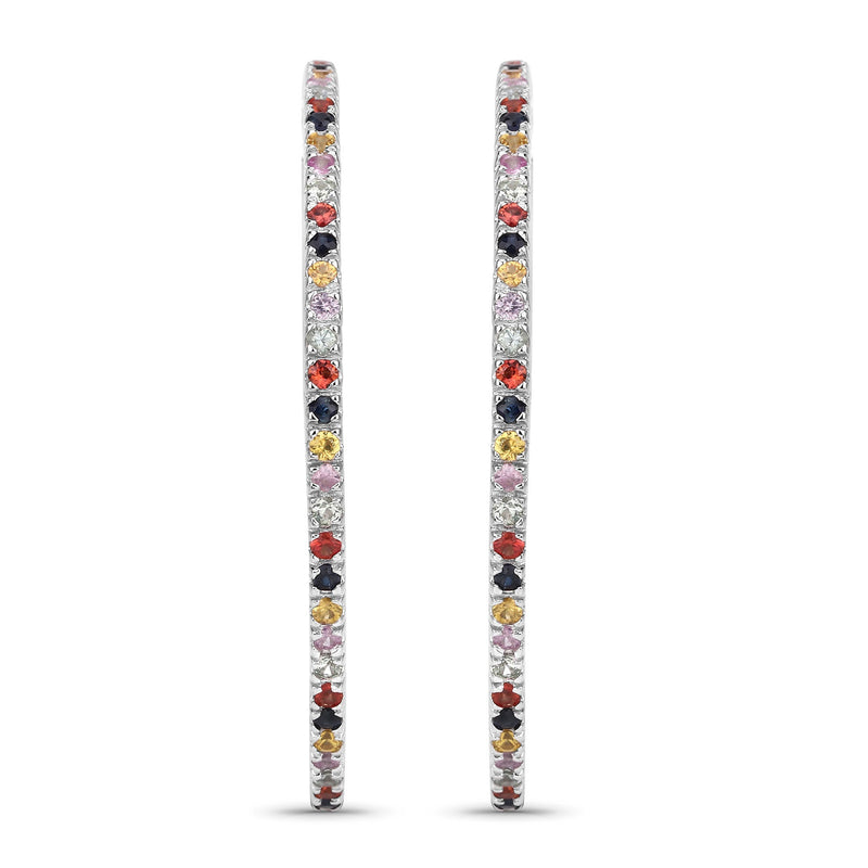 Bids.com 2.24 Carat Genuine Multi Sapphire .925 Sterling Silver Earrings Earrings