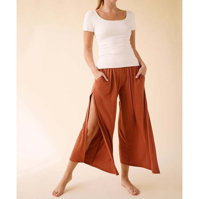 Bamboo Ankle Length Slit Pants