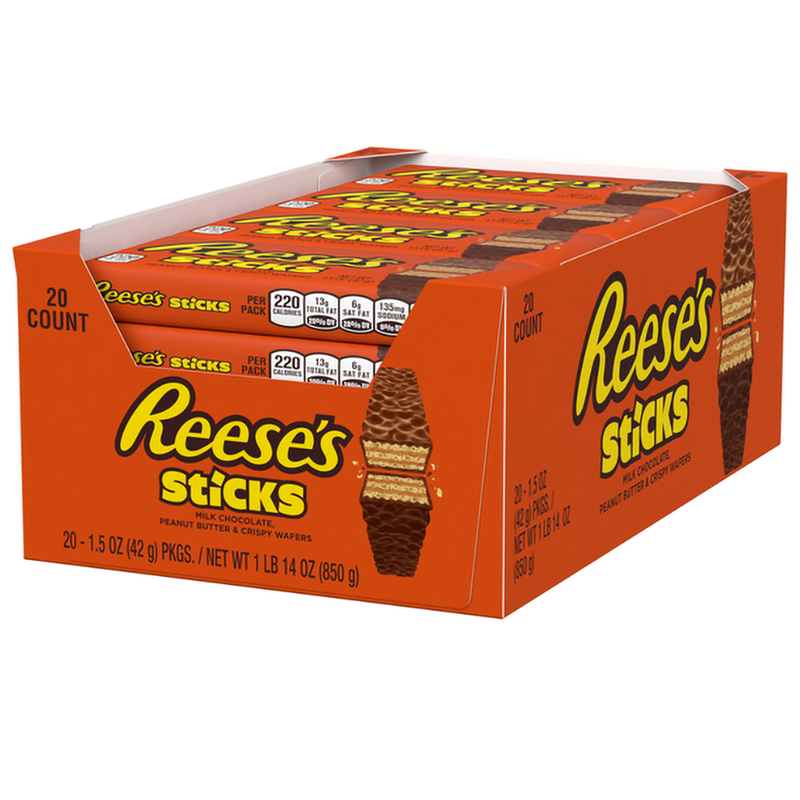 Reese's REESE'S STICKS Milk Chocolate Peanut Butter Wafer Candy Bars, 1.5 oz, 20 Count Candy & Chocolate