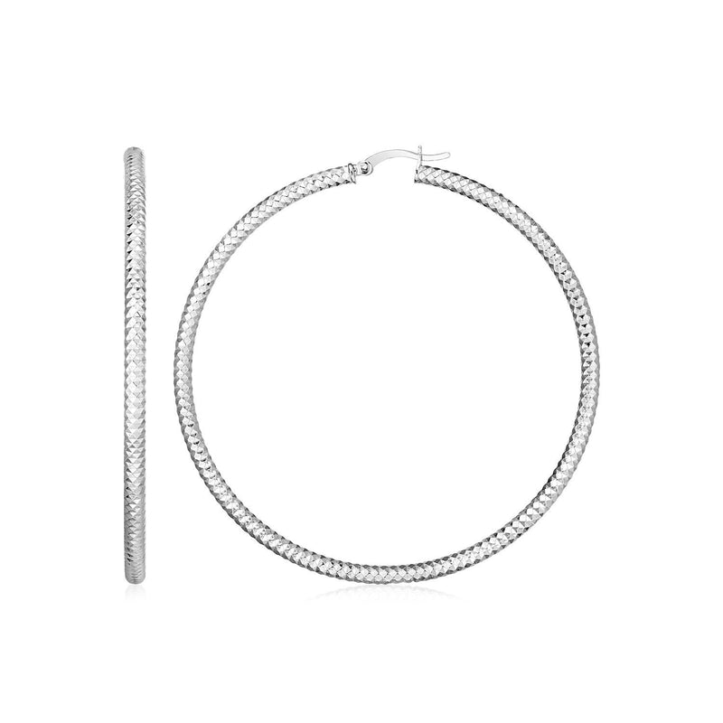 Bids.com Sterling Silver Large Hoop Earrings with Braid Texture Earrings