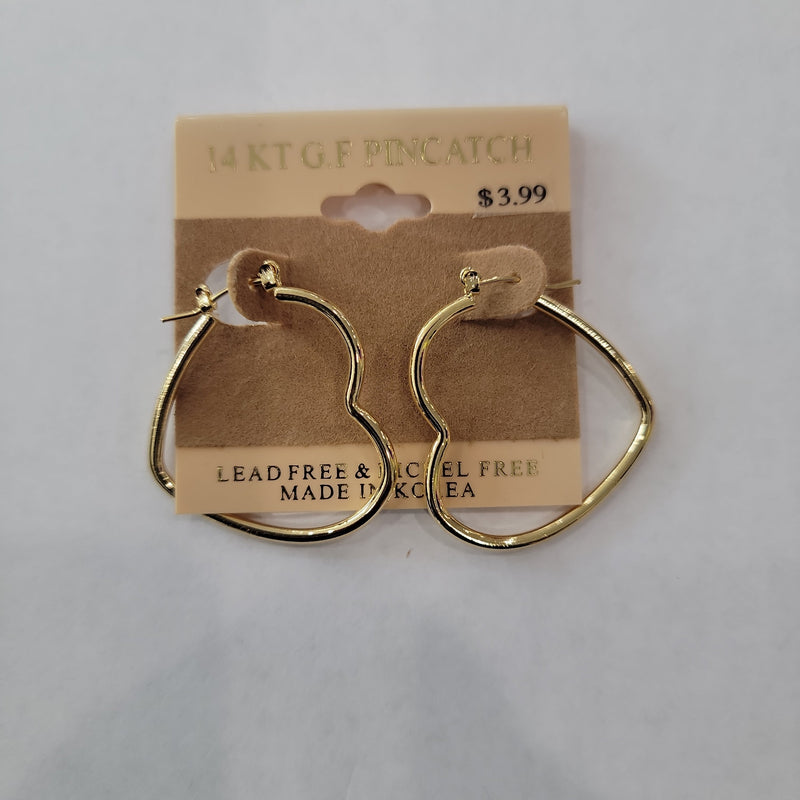 Mill's Beauty Supply Heart Hoop Earrings #351530-G Body Jewelry