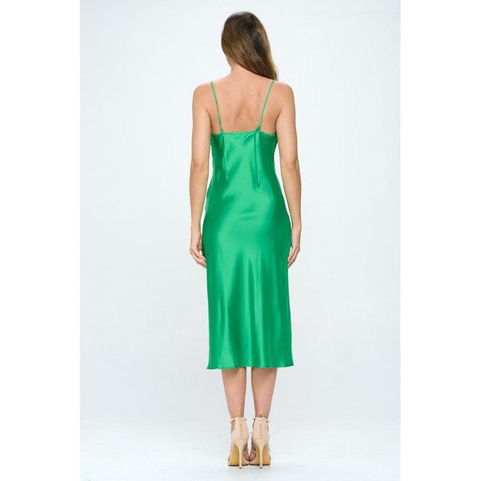 Satin Bias Slip Dress with Slit