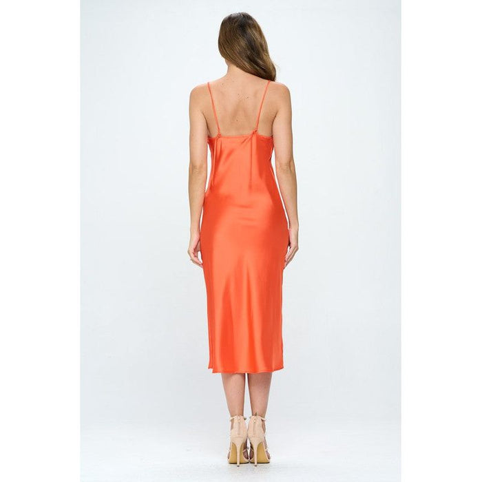 Satin Bias Slip Dress with Slit