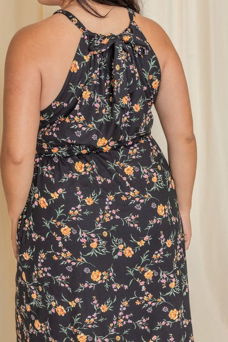 Floral Halter Top Midi Dress