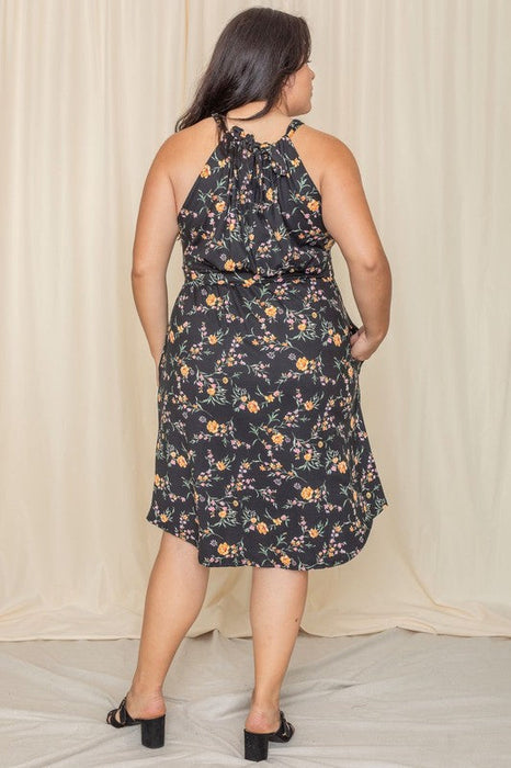 Floral Halter Top Midi Dress