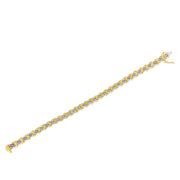 Bids.com 10K Yellow Gold Plated .925 Sterling Silver 2.0 Cttw Round Diamond Cluster "X" Shaped Link Bracelet (H-I Color, I3 Clarity) - 7" Bracelets