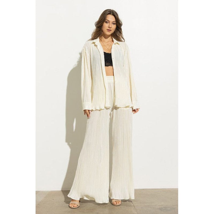 Pleated Blouse Pants Set