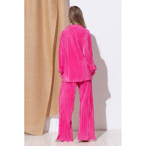 Pleated Blouse Pants Set