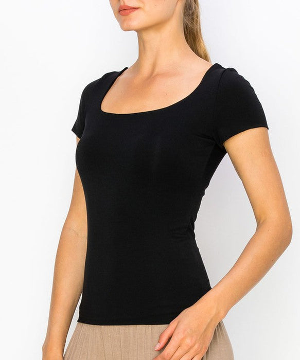 Bamboo Double Layered Cap Slv Top