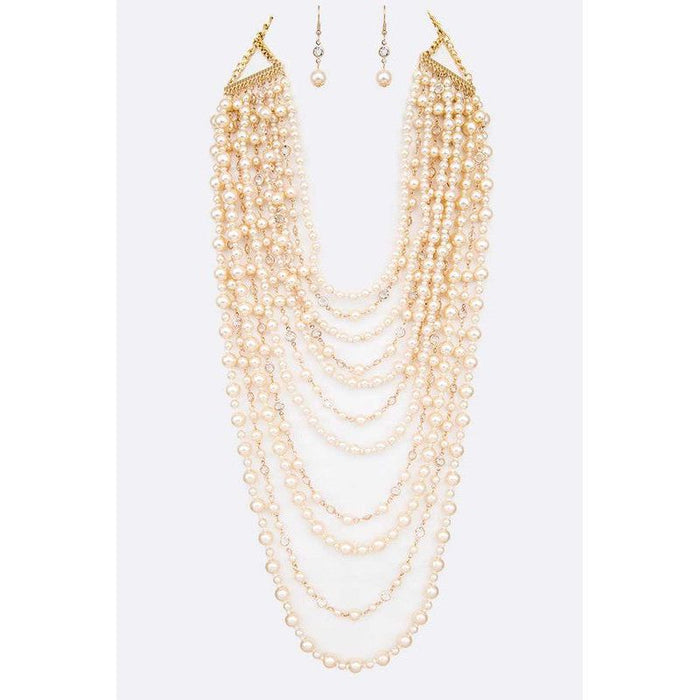 Million Layered Pearl Strands Necklace Set