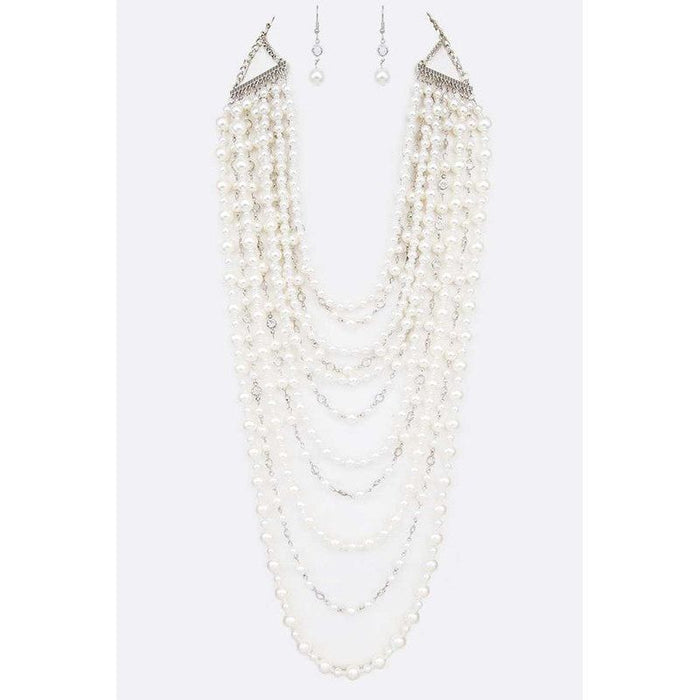 Million Layered Pearl Strands Necklace Set