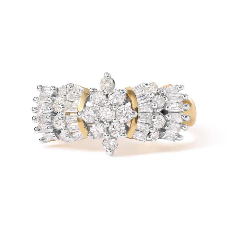 Bids.com 10K Yellow Gold 1.00 Cttw Diamond Starburst Ring Band (H-I Color, I1-I2 Clarity) - Ring Size 7 Rings