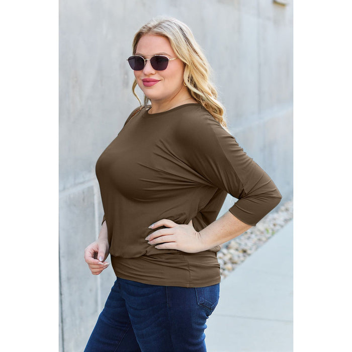 Basic Bae Round Neck Batwing Sleeve Blouse