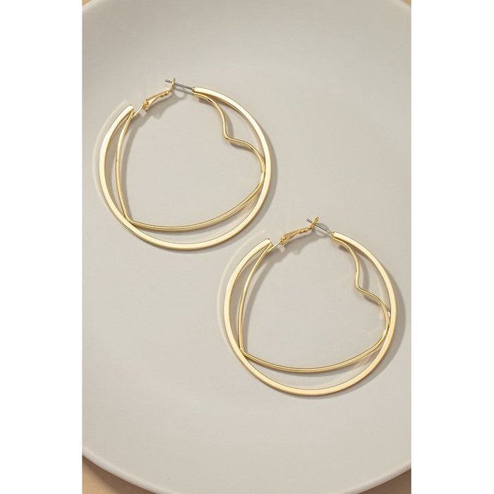 Heart Hoop Inside A Circle Hoop Earrings