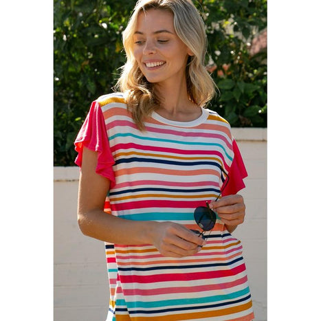 Multi Stripe Mixed Top