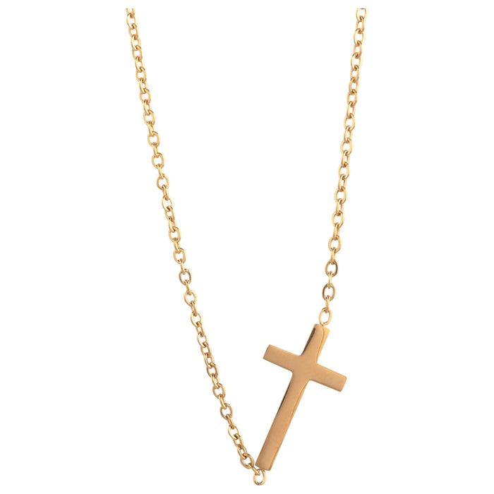 14K Gold Plated Cross Pendant Necklace - 16” Chain with Lobster Clasp in Gift Box with Quote